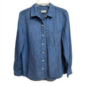 Style & Co. Chambray Boyfriend Shirt Women's Size M Blue Button-Down